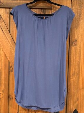 LOFT Dusty Blue Cap-Sleeve Scoop Neck Tunic